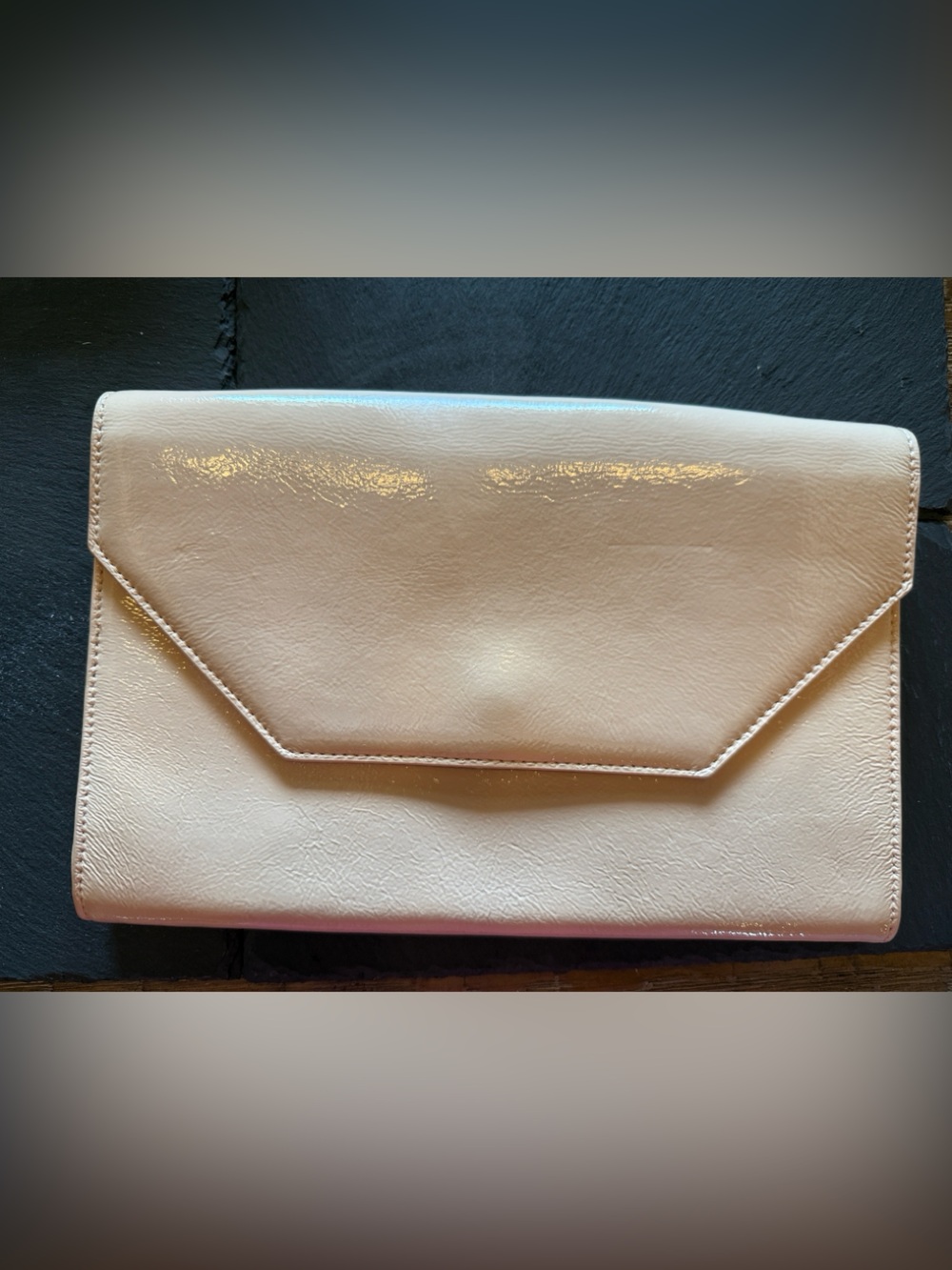 Halogen Cream Patent Envelope Clutch